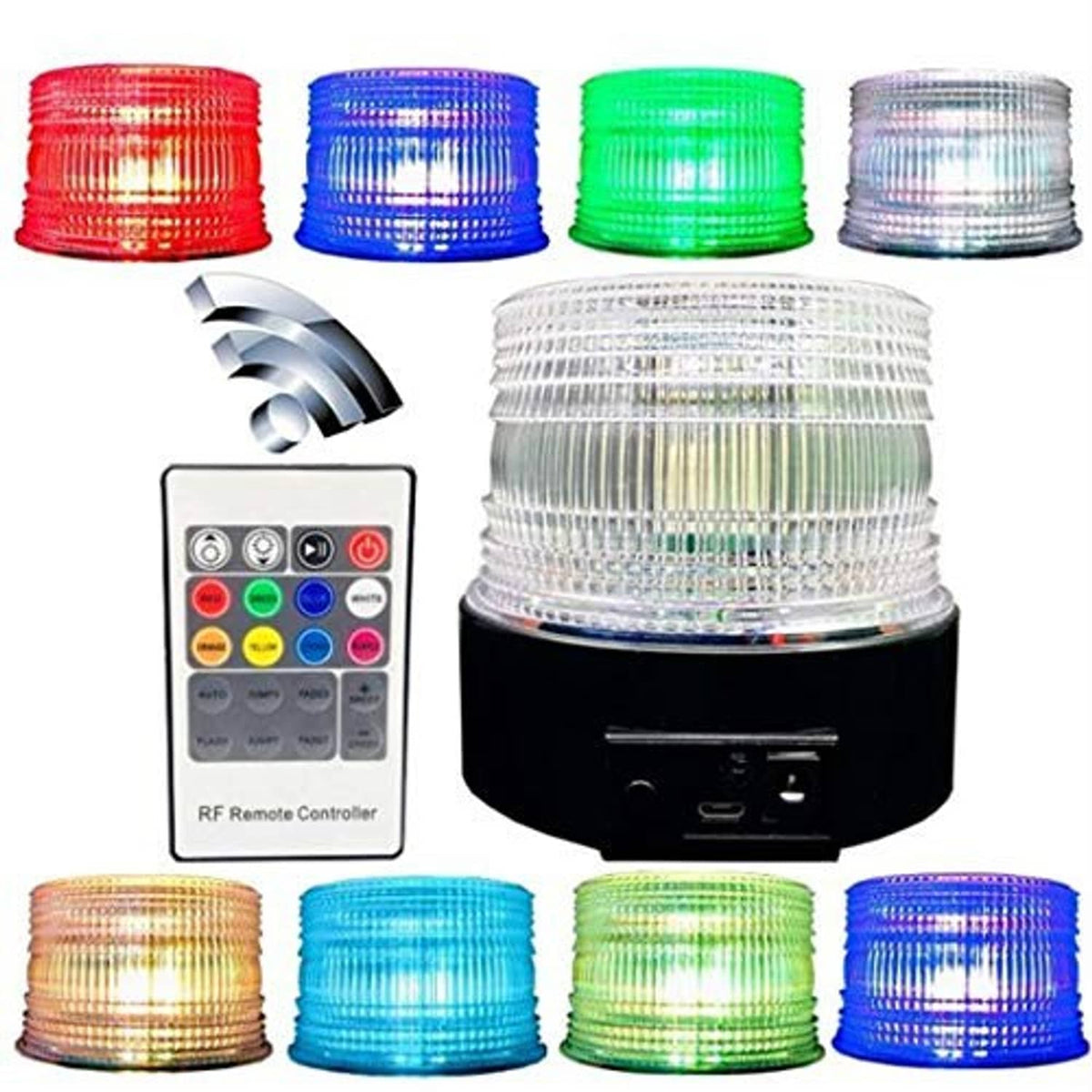 Multi-color LED strobe beacon set with remote controller and clear dome
