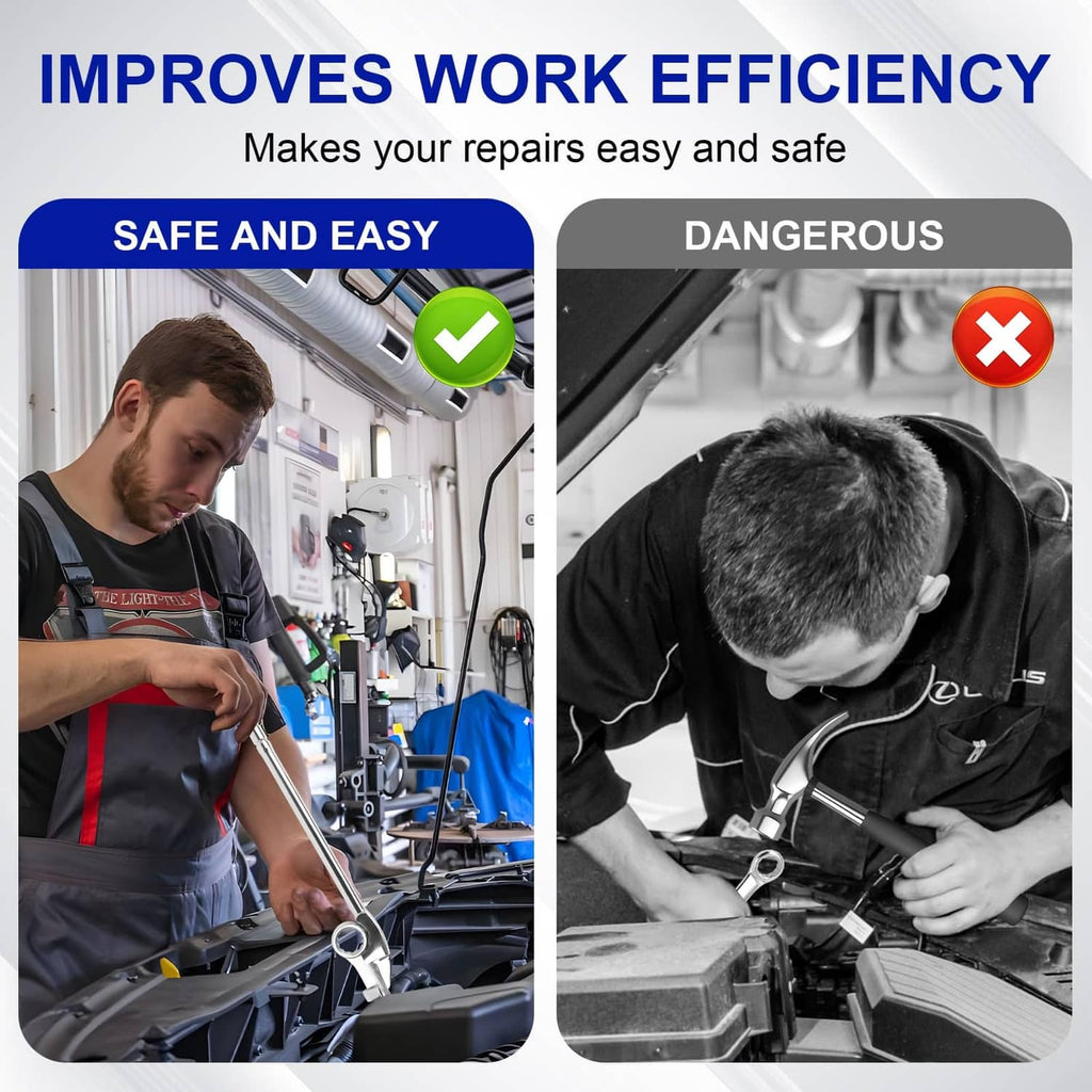 Wrench extender tool in use by a person inside a service workshop