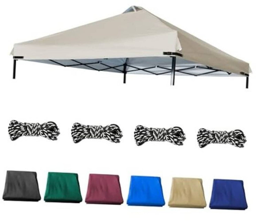 Beige canopy replacement top with adjustable straps and air vent for outdoor shade