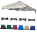 Beige canopy replacement top with adjustable straps and air vent for outdoor shade
