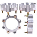 Front wheel spacer pair, machined silver aluminum with gold-tipped mounting bolts