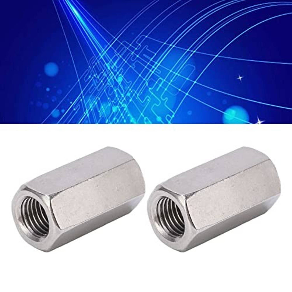 Two 304 stainless hex coupling nuts with M16x2 internal threads, hex exterior, 2-pack