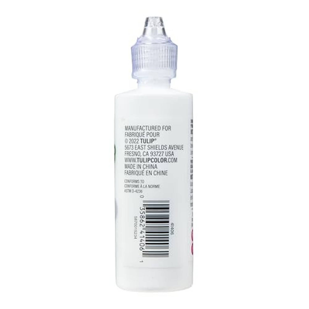 White Tulip Puff Paint bottle back with barcode and manufacturer text.