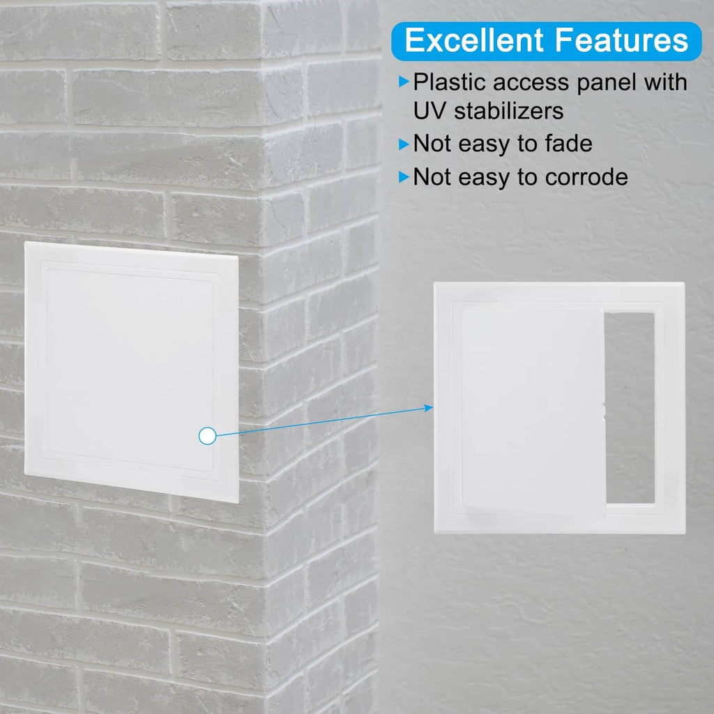 White self-adhesive square access panel on wall, cover with recessed opening