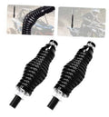 Two black coiled shock springs with threaded stud ends for whip light mounting