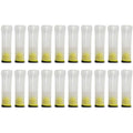Set of clear queen bee rearing cups with yellow bases, multiple cylinders