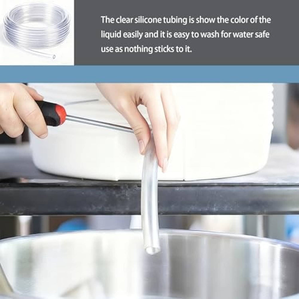Clear flexible PVC tube dispensing from a spool, transparent plastic water tube