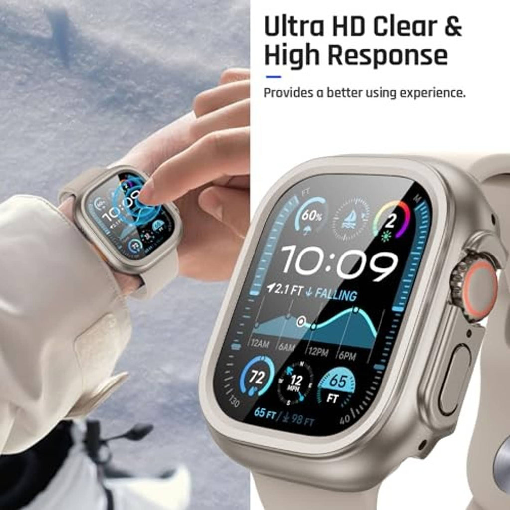 Clear high-response Apple Watch case, titanium frame with curved screen cover