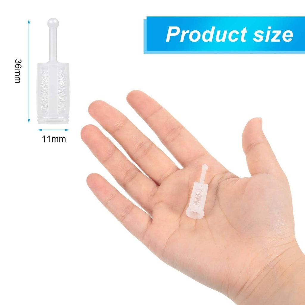 Nylon mesh paint strainer 11mm diameter x 3cm length, white plastic