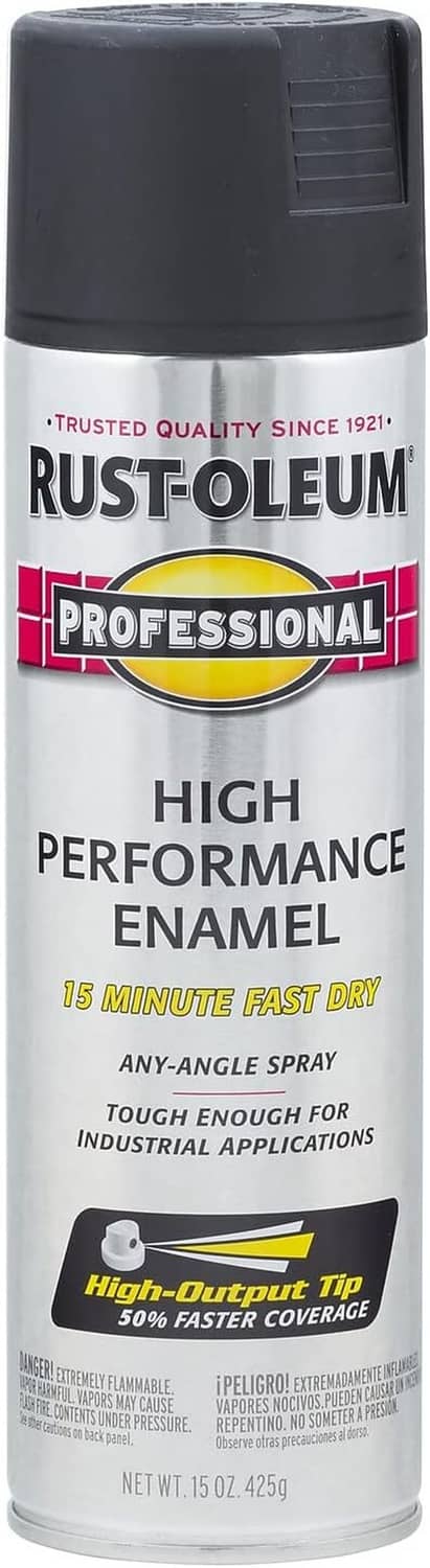 Rust-Oleum Professional high performance enamel spray paint can, flat black finish