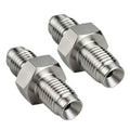 Stainless steel AN to 3/8-24 inverted flare male fitting pair, polished metal