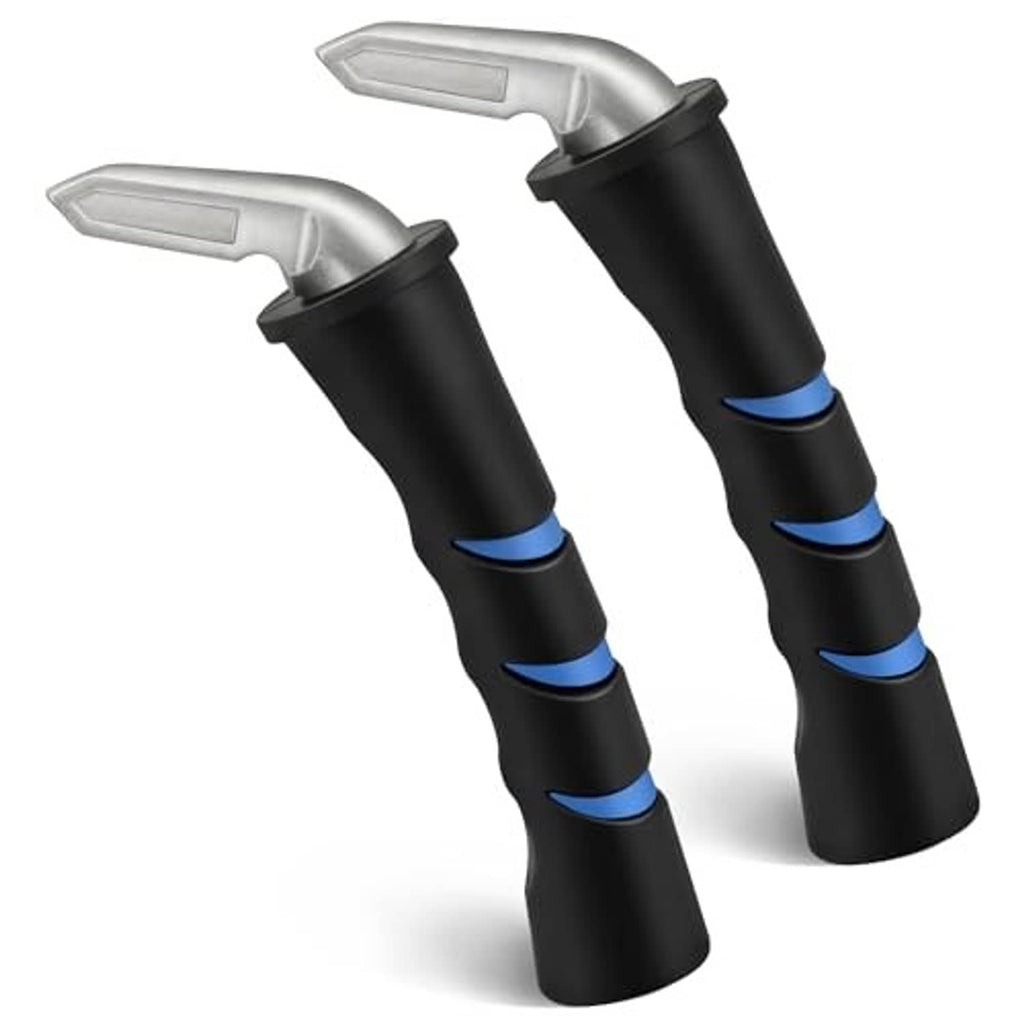 Car door handle assist grips, black rubber with blue accent stripes (two handles)