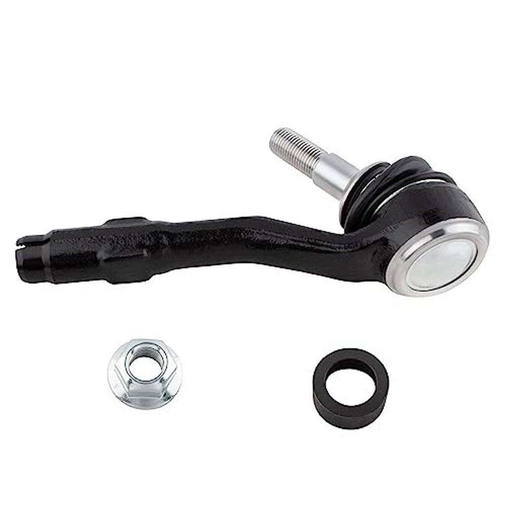 Tie rod end outer joint, curved black arm with silver threaded stud, plus rubber seal