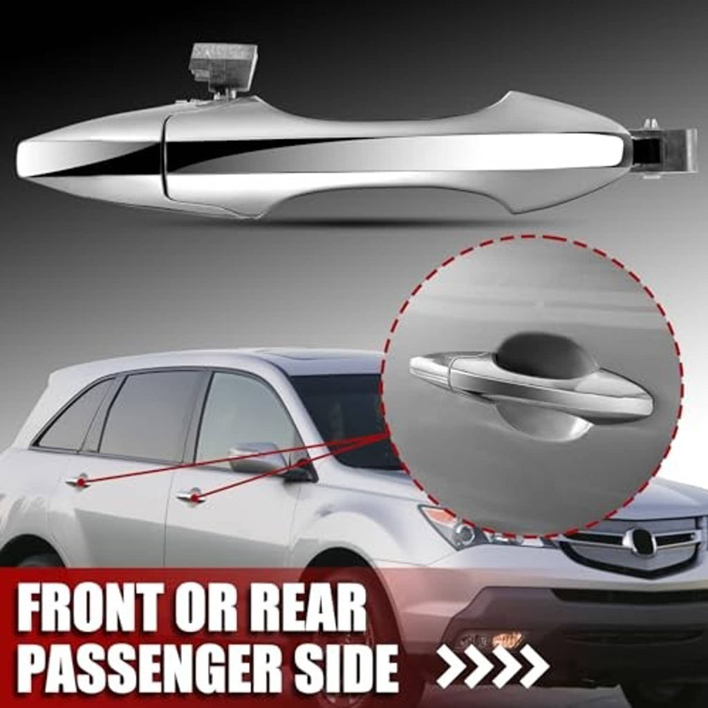 Chrome exterior passenger door handle with close-up insert and latch opening