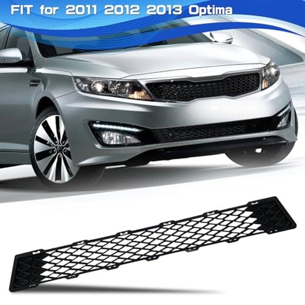 Black front bumper lower grille insert with wide mesh grille pattern