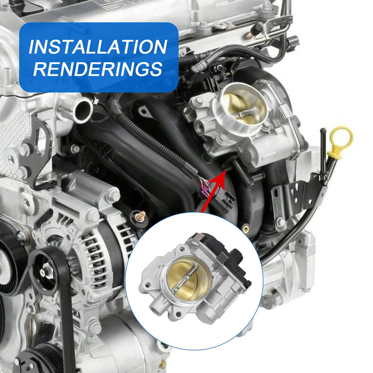 Engine bay installation of throttle body assembly with golden bore and wiring connector