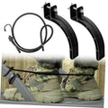 Black tree stand stirrup brackets with elastic rope and hooks, set of accessories