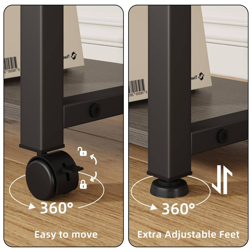 Gray cart base with swivel casters and extra adjustable feet for stability