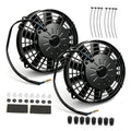 Set of two black 8-inch radiator cooling fans with grille and wiring kit