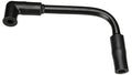 Curved black emission control hose with left flange and two open tube ends