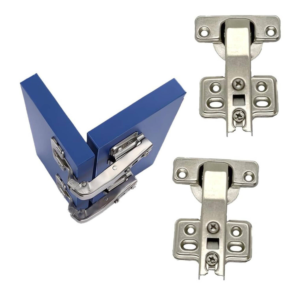 Concealed corner cabinet hinges, silver metal plates and hinge arms (set of 2)