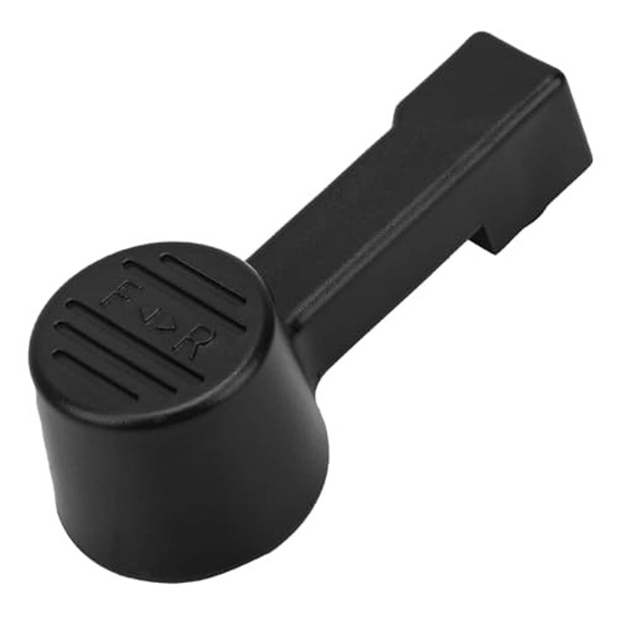Black forward/reverse handle with ribbed circular knob on short lever
