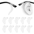 Soft silicone eyeglass ear hooks, white curved grips for secure, non-slip fit (10 pairs)