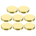 Toilet seat hinge cover set: eight round gold metal caps with center screw hole