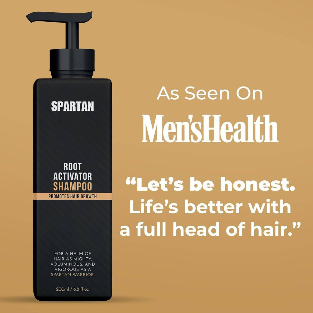 SPARTAN Root Activator Shampoo pump bottle, front label visible