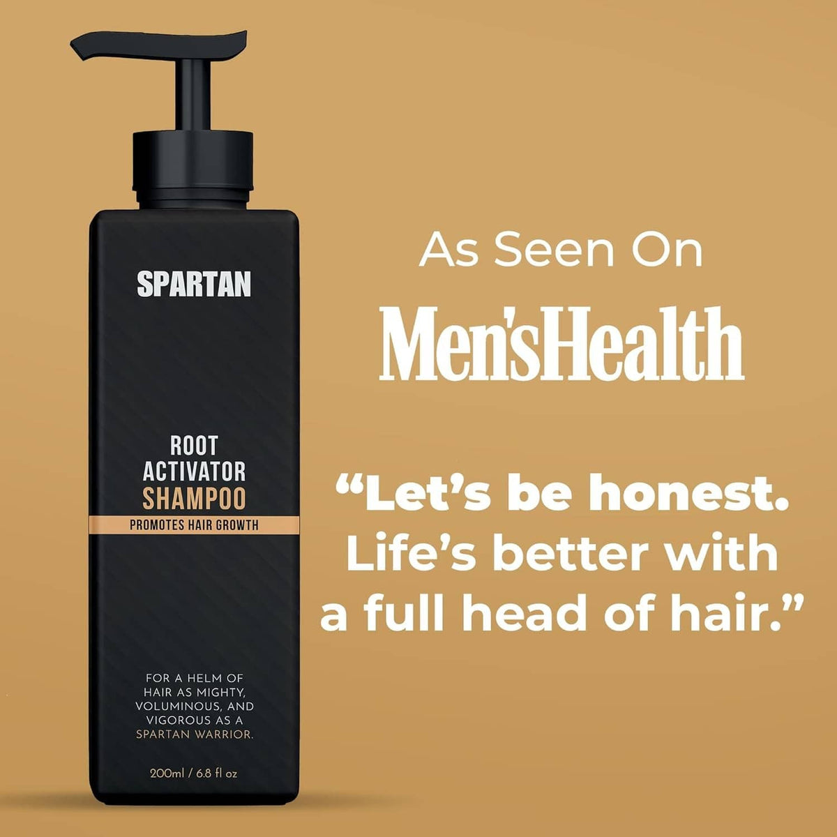 SPARTAN Root Activator Shampoo pump bottle, front label visible