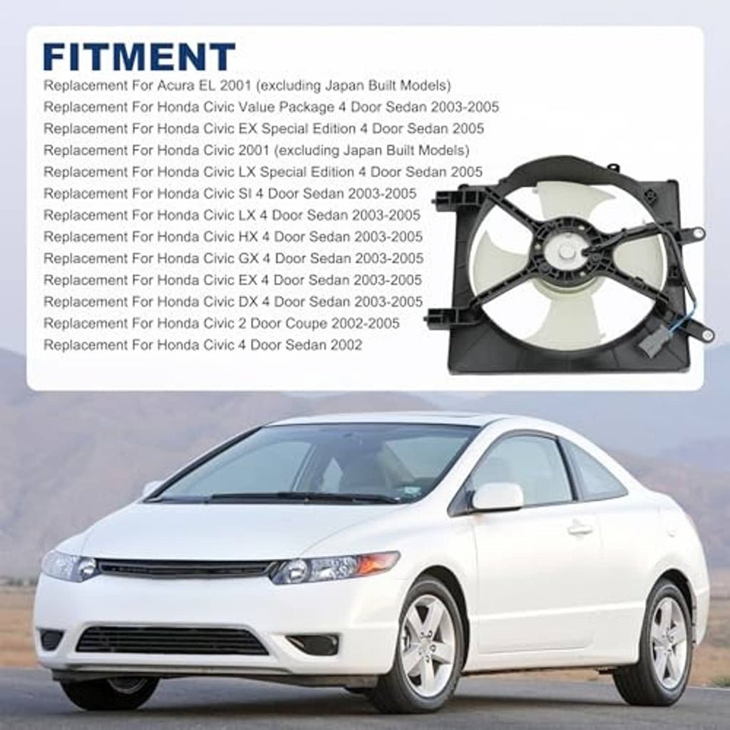 AC condenser cooling fan assembly with white fan blades and black mounting frame
