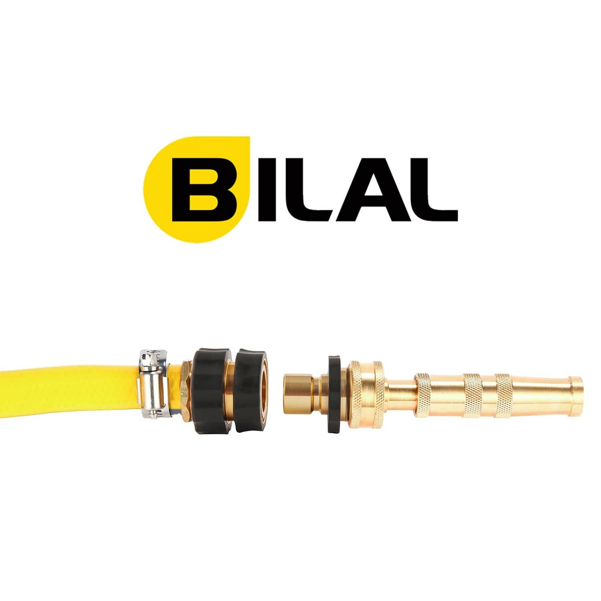 BILAL quick-connect hose adapter with black coupling and brass connector