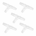 White plastic 3-way hose barb tee fittings, set of multiple pieces