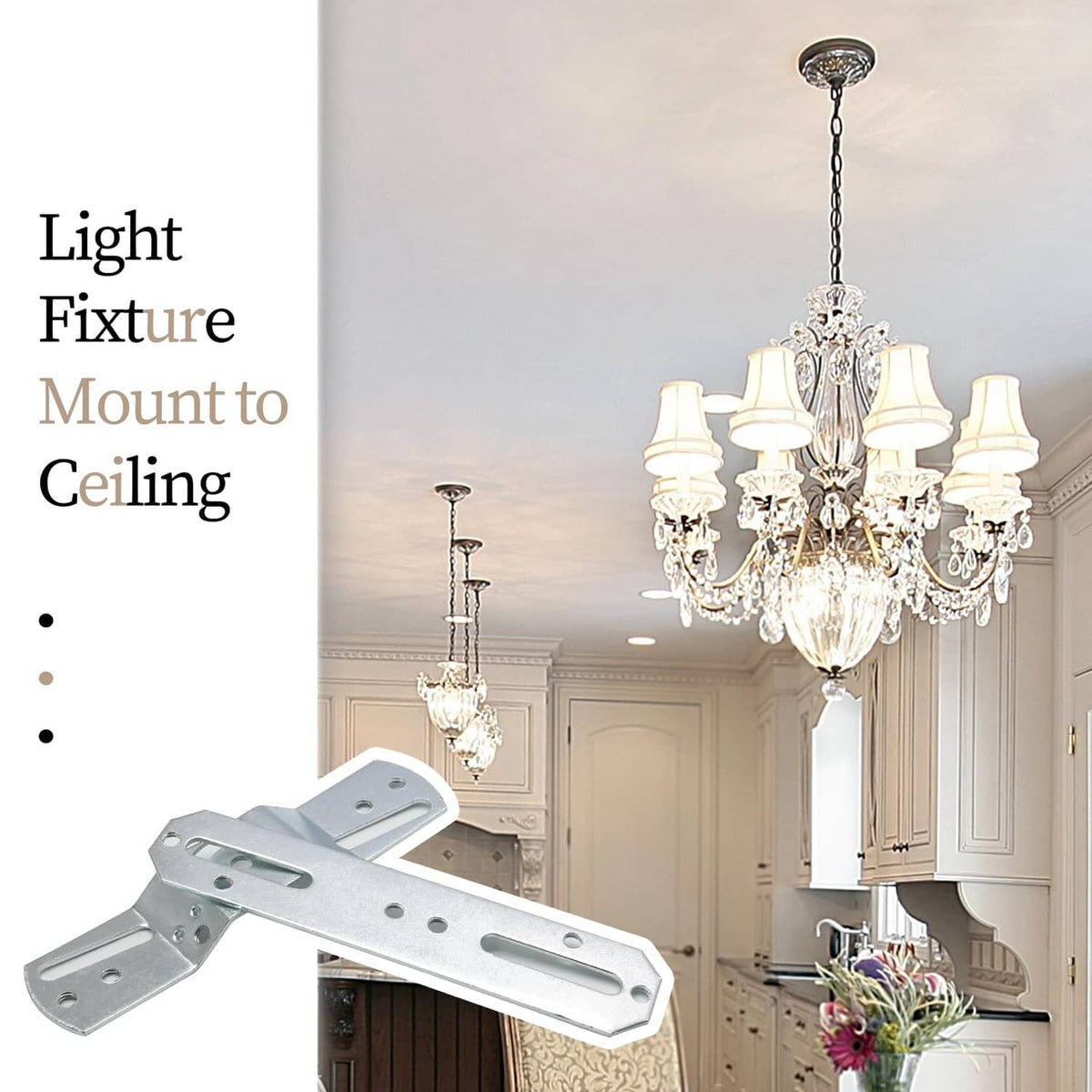 Silver light fixture mounting bracket base plate for ceiling mounting