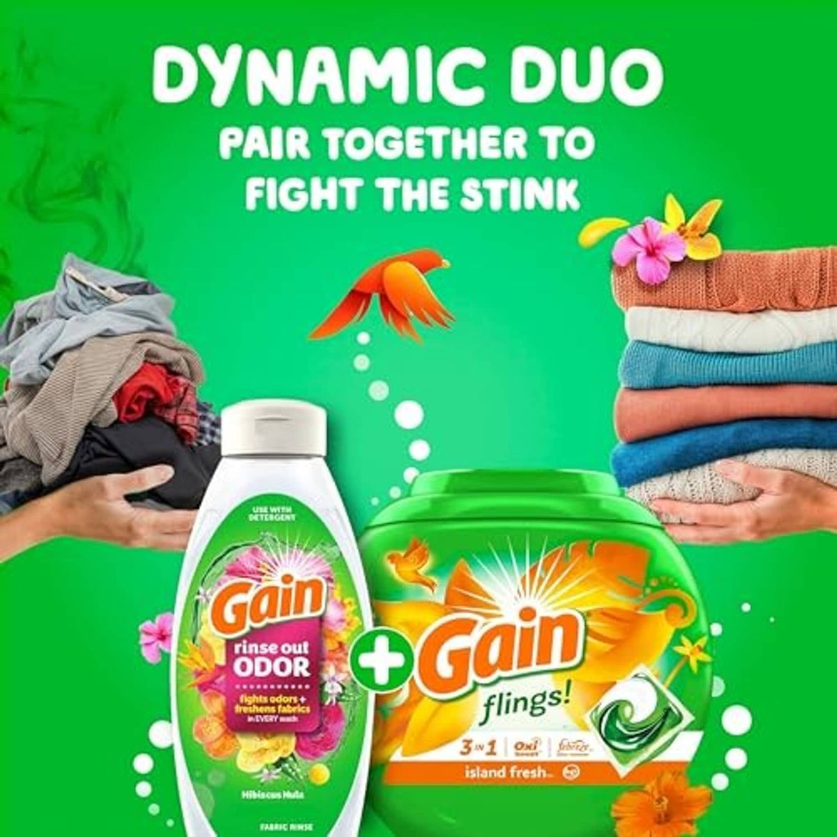 Laundry detergent pacs tub and bottle bundle, island fresh scent