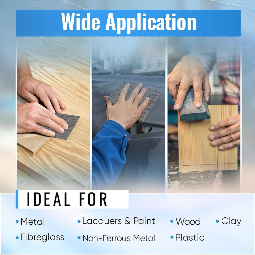 Black 240-grit sandpaper sheet for wood and other surfaces, dry or wet