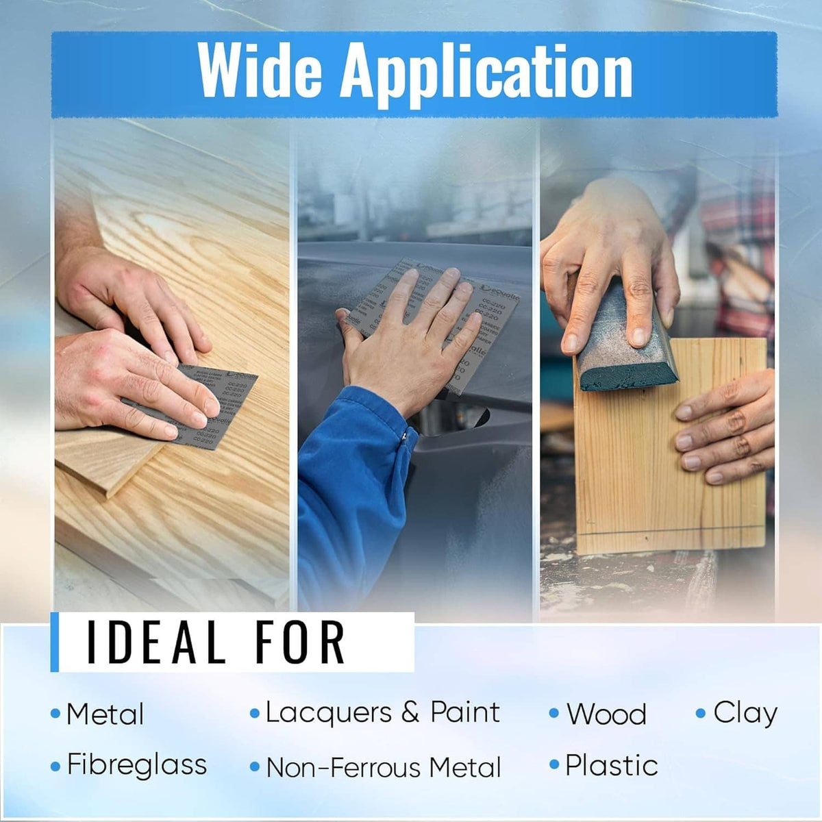 Black 240-grit sandpaper sheet for wood and other surfaces, dry or wet