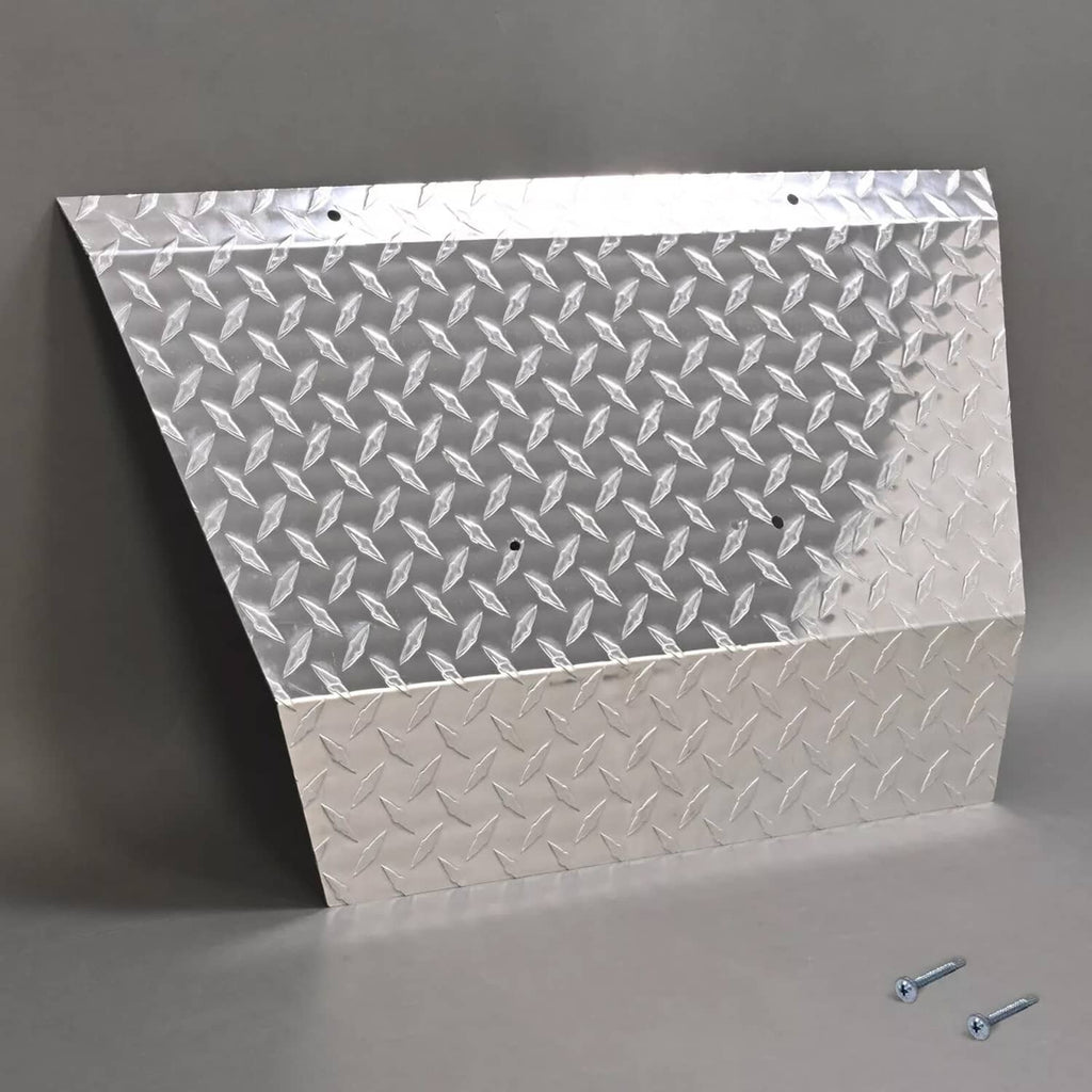 Aluminum diamond plate front shock bumper cover panel, silver with diamond texture and holes