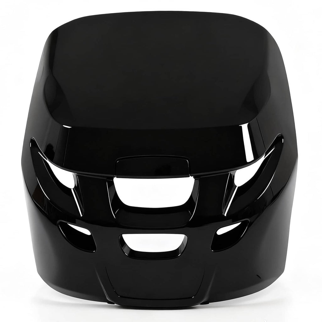 ABS outboard cowling airdam cap in black, with central rectangular vent openings