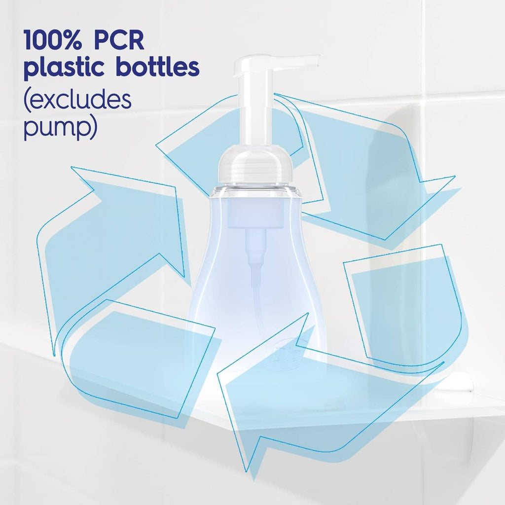 Dial foaming hand soap refill bottle with recycling arrows, 100% PCR plastic bottles graphic