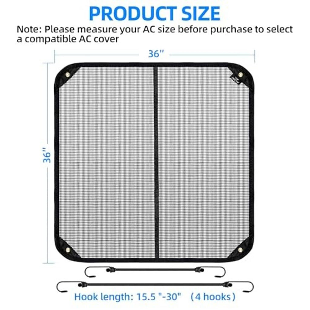 36 x 36 inch mesh AC cover panel with four corner hooks