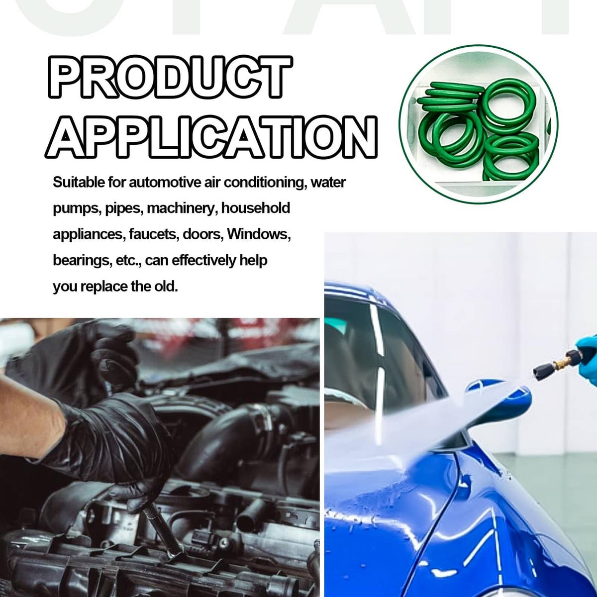 Green rubber O-rings for automotive air conditioning, water systems, and valves