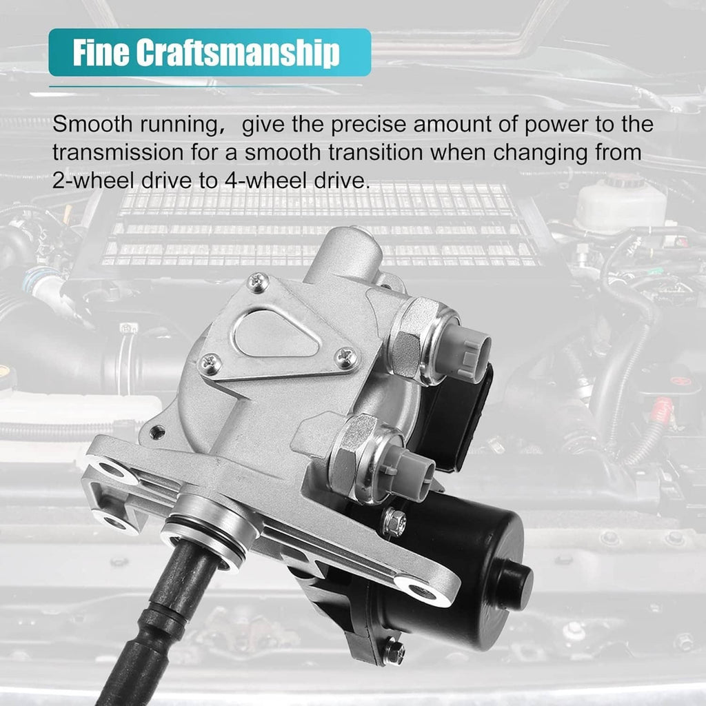 Transfer case actuator motor with silver body and black electrical components