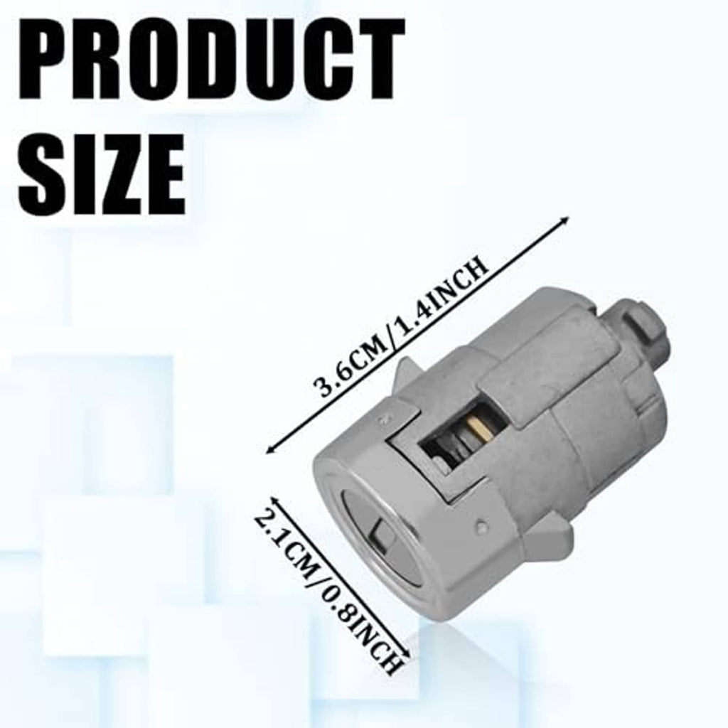 Gray silver car door lock cylinder with key slot, close-up