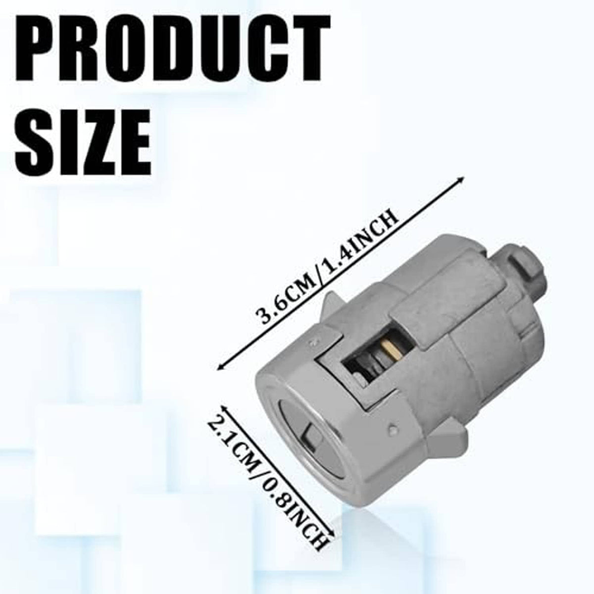Gray silver car door lock cylinder with key slot, close-up
