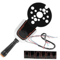 Bezel control lever switch with black circular faceplate and multi-wire harness