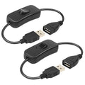 USB male-to-female power extension cable set with two inline on/off switches