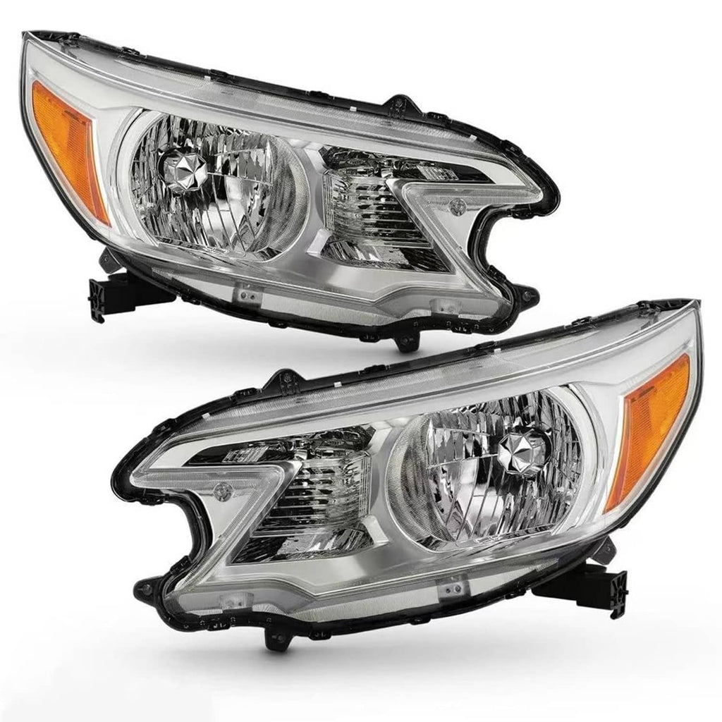 Chrome housing corner headlights set with clear lenses and amber side markers, left and right