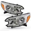 Chrome housing corner headlights set with clear lenses and amber side markers, left and right