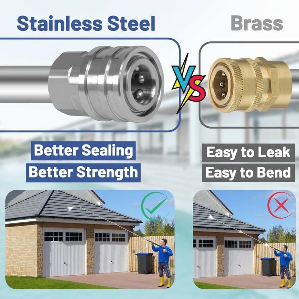 Stainless steel vs brass coupler for pressure washer wand with sealed connection